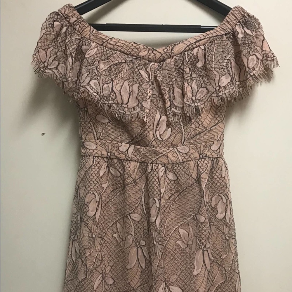 WAYF Pink and Black Lace Dress Size Extra Small